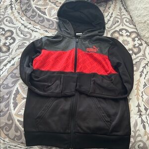 Puma Kids Black and Red Hoodie Jacket size medium 10-12